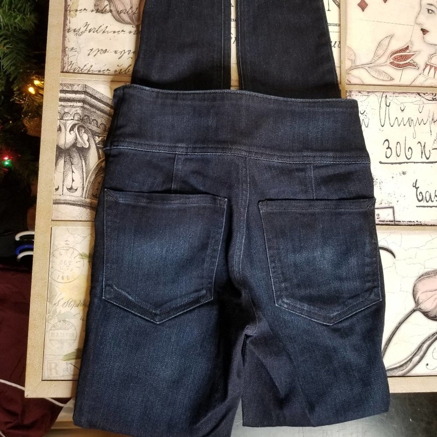 Express Skinny Dark Wash Cross Tie Front