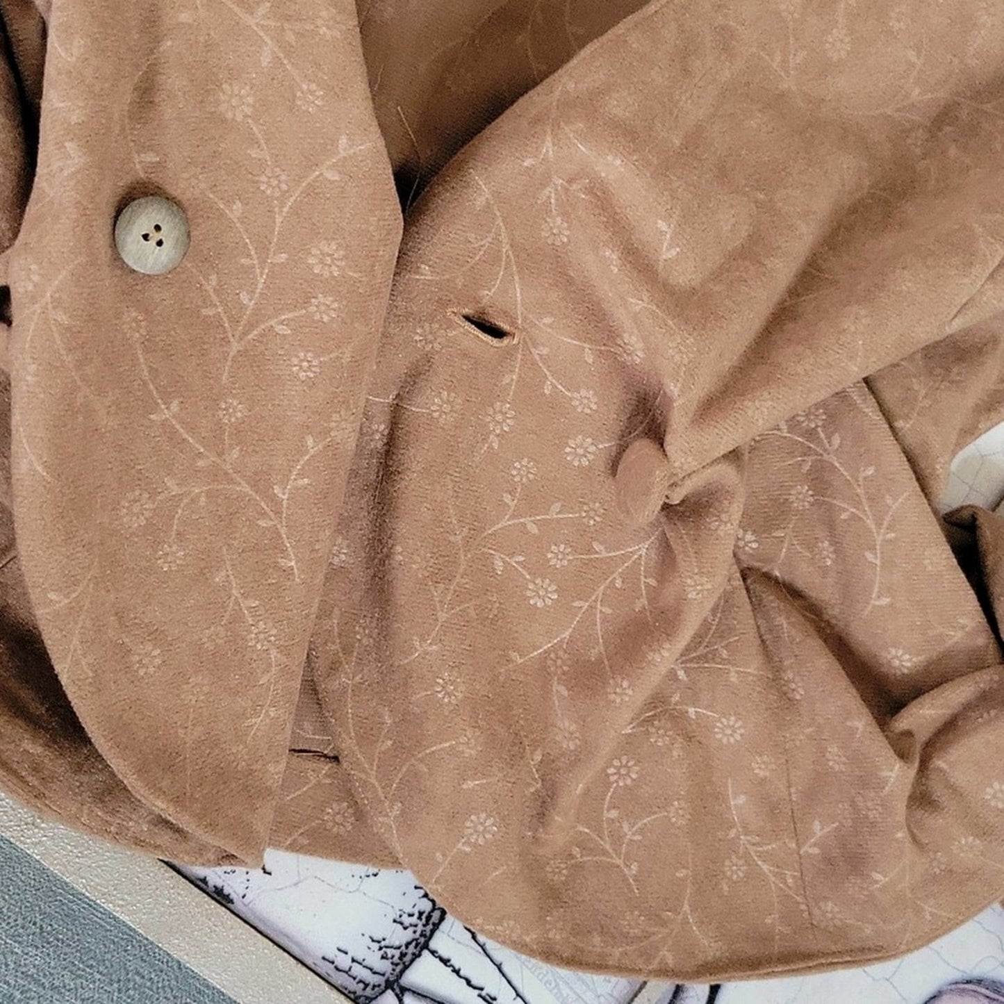 Vintage Home-Made Suede Floral Blazer Pant Set
