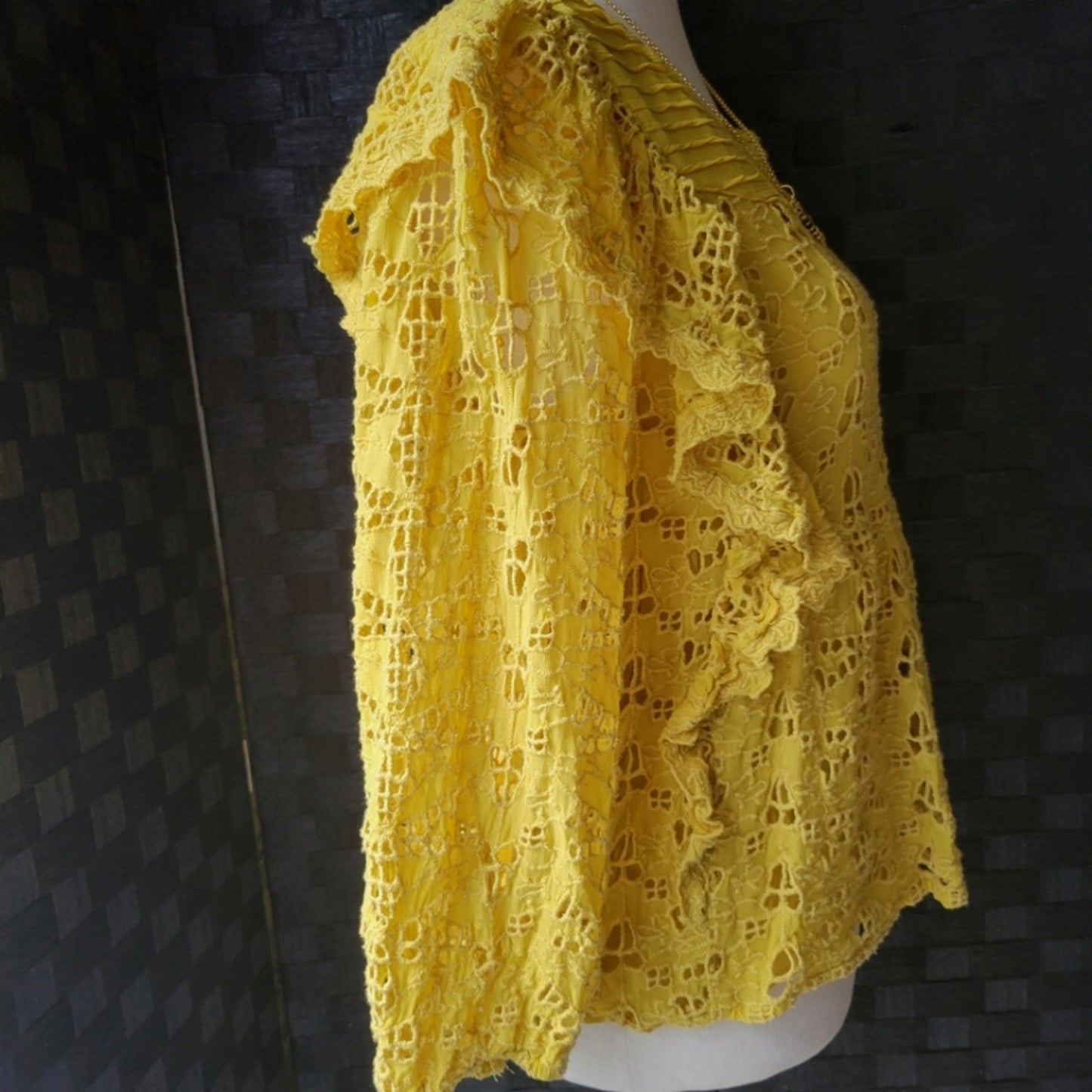 Anthropologie Golden Bohemian Lace Quarter Sleeve Blouse Meave Clementine Blouse