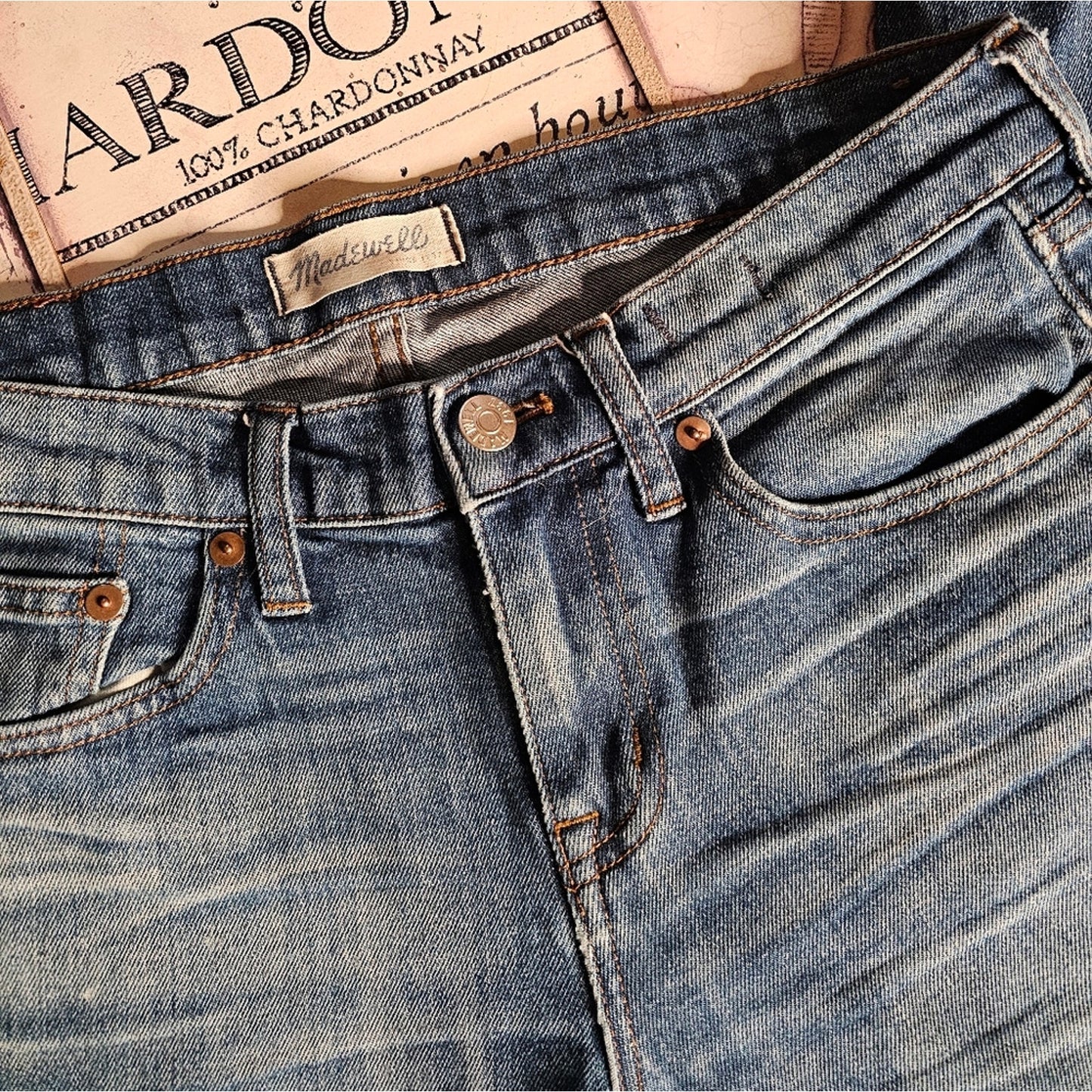 Madewell Distressed Mid Rise Slim Boy Jean's