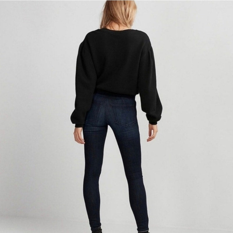 Express Skinny Dark Wash Cross Tie Front
