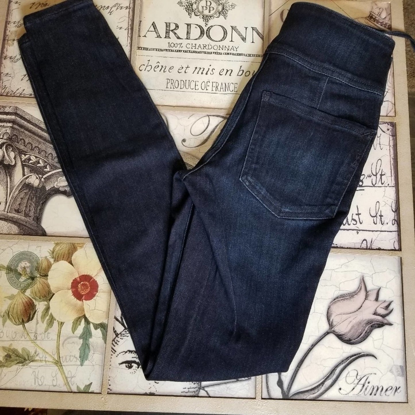 Express Skinny Dark Wash Cross Tie Front