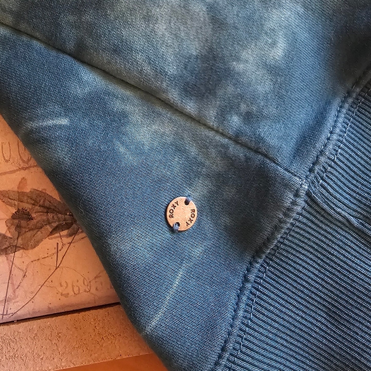 Blue New Roxy Tie Dye Hooded Cropped Sweater