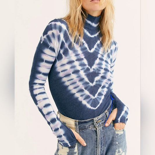 Free People Tie Dye Long Sleeve Mock Neck Top