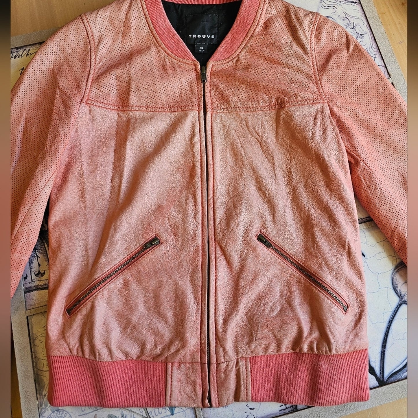 Women's Pink Trouvè Vintage Bomber Jacket
