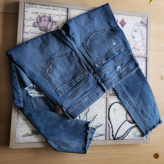 Express Distressed Skinny Ankle Mid Rise Jeans